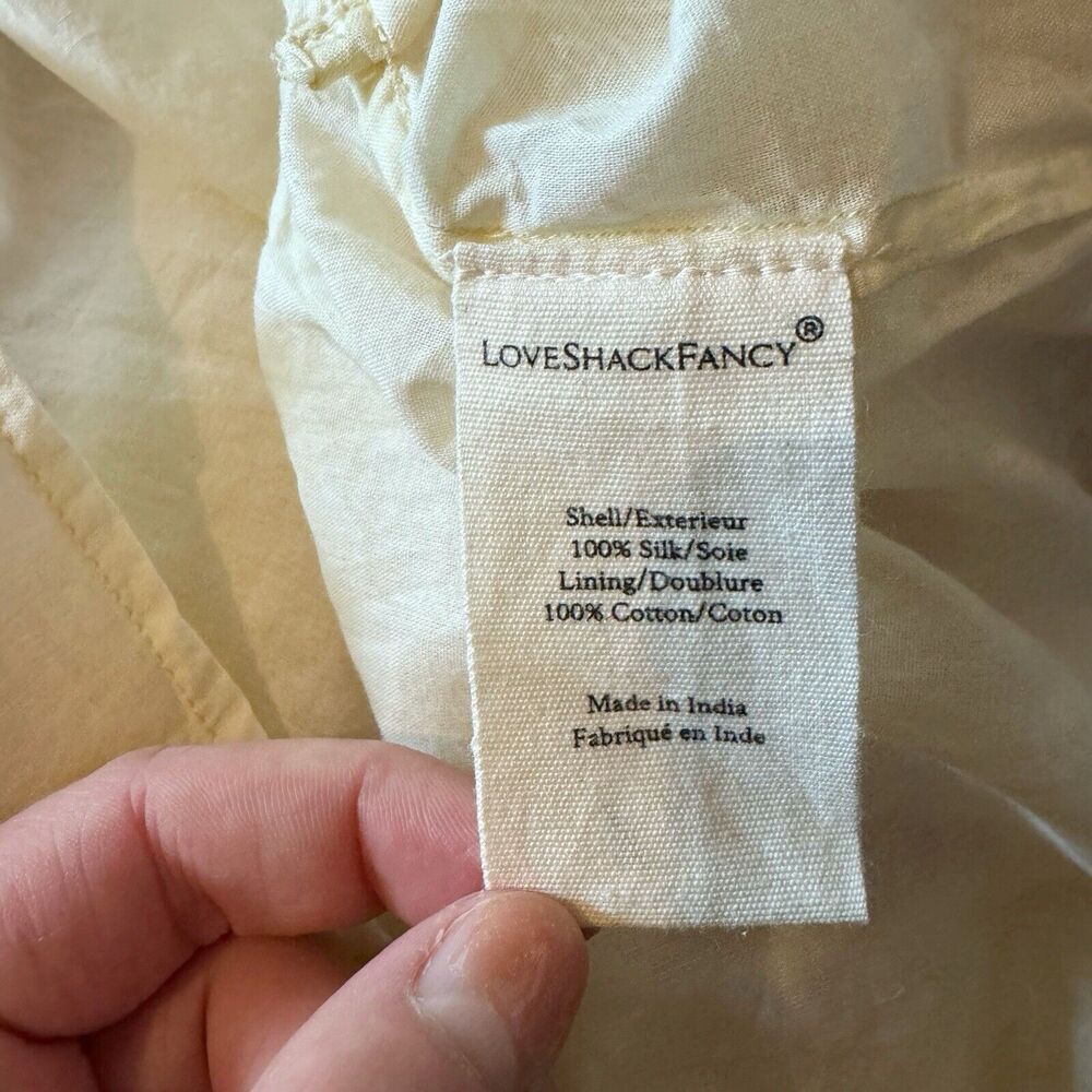 Love Shack Fancy LSF Pirelle Pink Floral Silk Lace Ruffle Mini Dress Size 6 - Picture 11 of 12